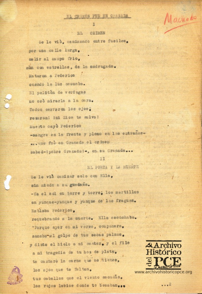 Poema de Antonio Machado a Lorca
